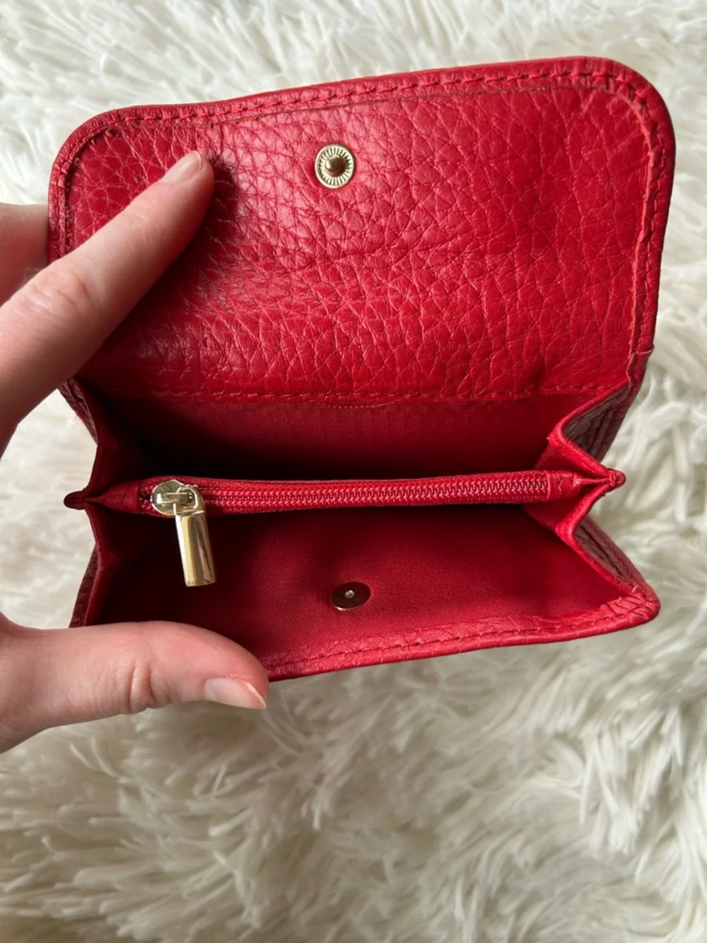 Genuine Leather | Red Pebbled Leather Bi-Fold Wallet